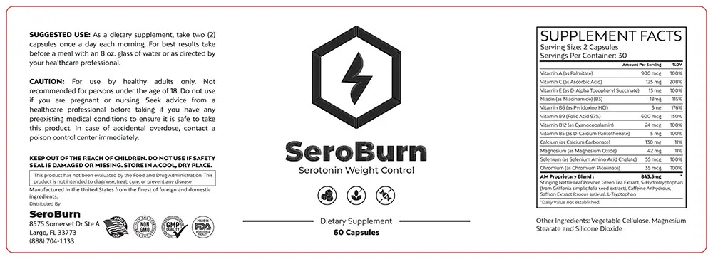 SeroBurn Supplement Label